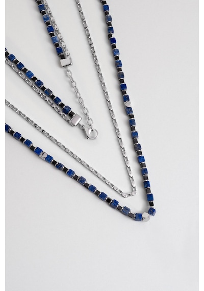So Chic Lapis Taşlı 55 Cm Çelik Çoklu Erkek Kolye Lacivert
