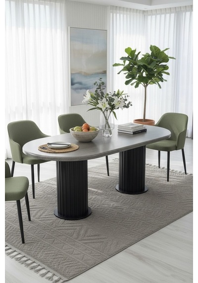 Aura Bohem 90x180 Mdf Mebran Masa Masa Fiyatıdır Gri/siyah Gri/siyah