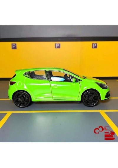 Renault Clio Rs 1/36 Ölçek Çek Bırak Diecast Yeşil Metal Model Araba Oyuncak