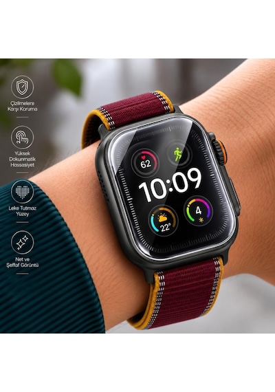 Apple Watch Ultra 4 49mm İle Uyumlu Ekran Koruyucu Tpu A3579 Şeffaf Çizilmeye Dayanıklı Esnek Yapı 2 Adet Çok Renkli