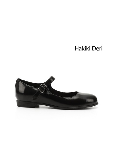 Gönderi(R) Gönderi R Siyah Rugan Bilek Bağlı Mary Jane Hakiki Deri Babet Siyah Rugan