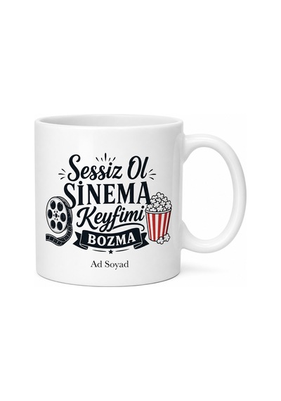 Filmi İzlerken Konuşanlara Sessiz Ol Sinema Keyfimi Bozma Kupa Bardak Hediye Beyaz / Çok Renkli