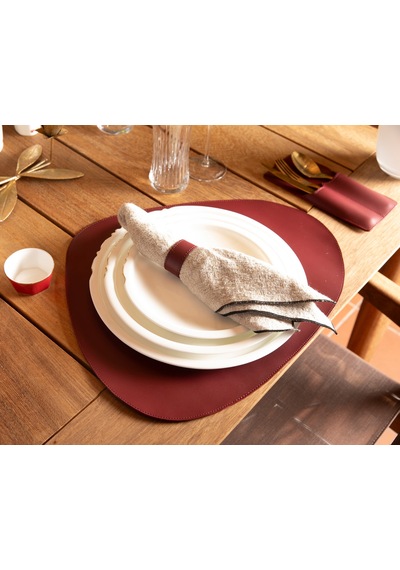 Velato Leather Place Mat Set Kahverengi