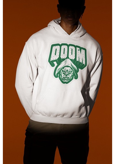 Sevbano Doctor Doom Marvel Karakter Baskılı Unisex Oversize Hoodie Beyaz