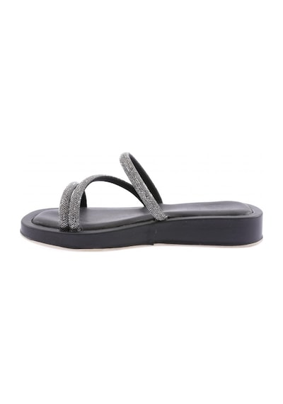 Dgn 008 Kadin Silver Taşli Çapraz Bantli Terlik 008-2297-R1534 Siyah