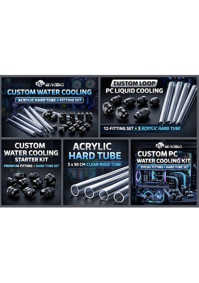 Bykski Hard Tube Water Cooling Fitting Kit 3 Tube + 12 Fitting Custom Loop Pc Cooling