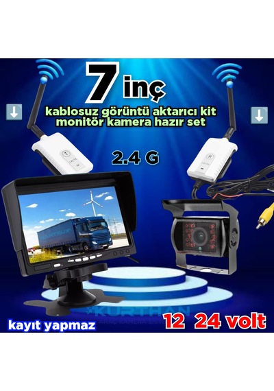 7 İnç Monitör Kablosuz Görüntü Aktarıcı Metal Kasa Kamera 12 24 V