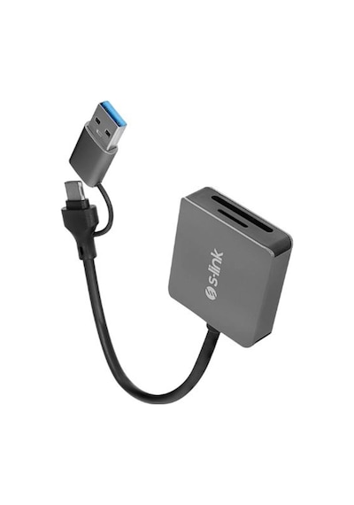S-link Sl-cr21 Typec Ve Usb3.0 Sd-micro Sd 110m-s Hızlı 2 İn 1 Metal Kart Okuyucu Kdo