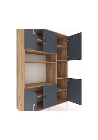 Hyperion Dolap 9 Raflı 6 Kapaklı 132x44x195 Çam-antrasit/çam Çam