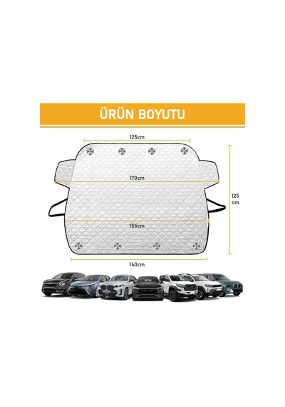 Araba Ön Cam Koruma Örtüsü, Termal Araç Güneşlik, Oto Buzlanma Önleyici, Cam Kar Örtüsü, Ağır H