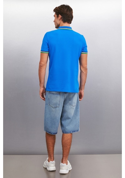 Grımelange XANDER Erkek Saks Mavi Polo Yaka T-shirt