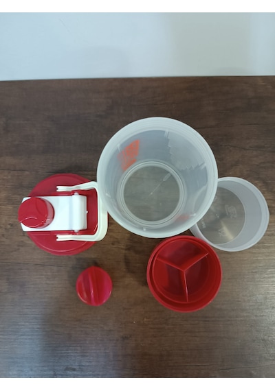 Sızdırmaz Ve Ve Vidalı Kapaklı Plastik Shaker Şefaf Kırmızı
