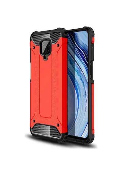 Noktaks - Xiaomi Uyumlu Xiaomi Redmi Note 9s - Kılıf Çift Katman Zırh Tank Crash Military Kapak - Kırmızı