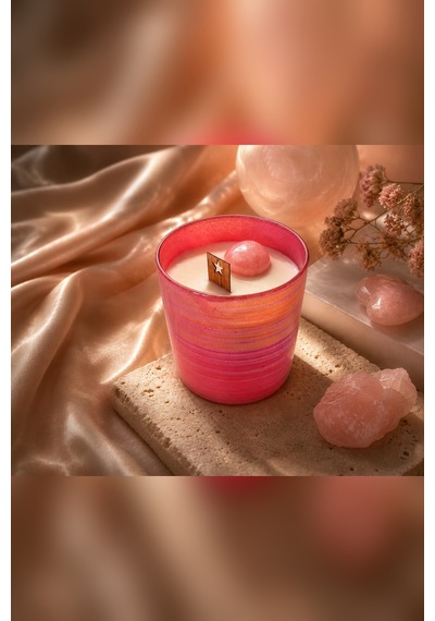 Pembe Kuvars Ritüel Mumu Vanilya Kokulu
