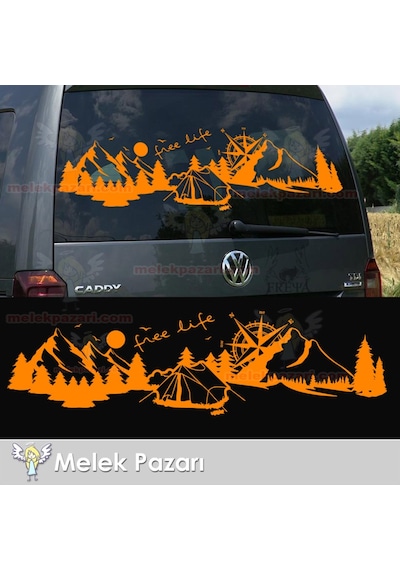 Özgür Hayat Orman Manzara Pusula Karavan Oto Sticker
