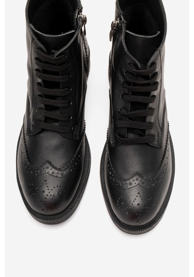 Luvishoes Nelvy Siyah Cilt Hakiki Deri Kadın Bot Siyah