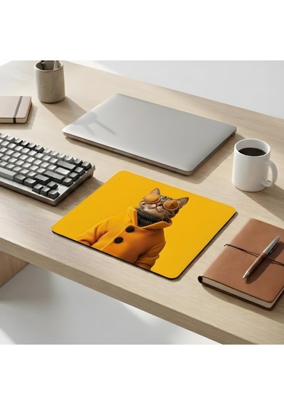18x22 Cm Desenli Baskılı Mouse Pad Kaymaz Kauçuk Taban Ofis Ve Home Ofis Kullanımına Uygun Komik Yazılı Tasarım Yüksek Baskı Kaliteli Küçük Boy Mouse Pedi Bilgisayar Laptop Aksesuarı Golden Cat