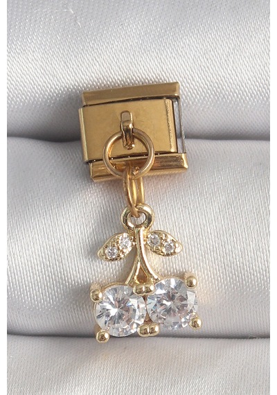 316l Çelik Gold Renk Sallantı Zirkon Taşlı Kiraz Model Nomination Charm Çok Renkli