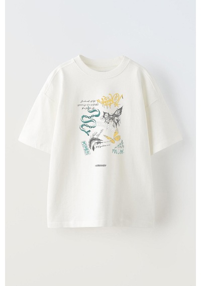 Thewert Unisex Metamorph Tasarım Baskılı Pamuk Beyaz Oversize T-shirt