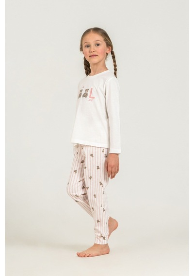 Minipomes 3-9 Yaş Kız Çocuk Cool Tedy Bear Süprem Pijama Takım Pembe
