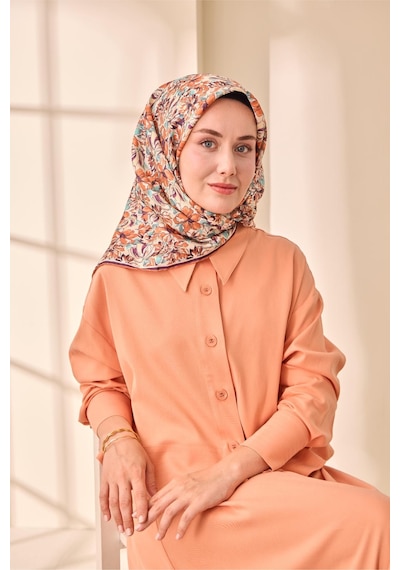 Silk Home Twill İpek Eşarp 11477-06 Ekru, Taba, Mor, Turkuaz, Vizon