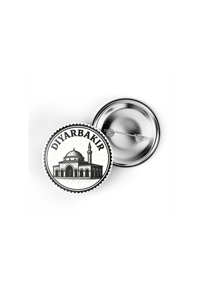 5 Adet İğneli Çanta Rozeti - Ulu Cami - Diyarbakır - 44 MM Çok Renkli