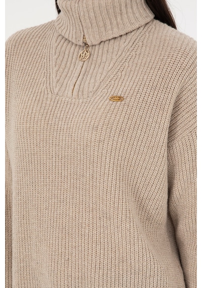 U.S. Polo Assn. Kadın Krem Melanj V Yaka Kazak 50297086-VR159