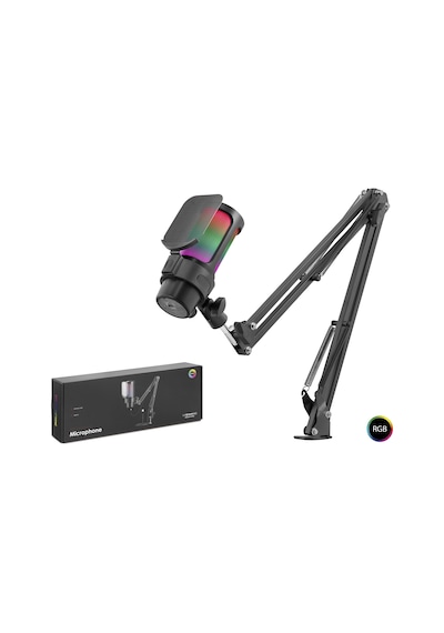 Rgb Mikrofon Seti Boom Mikrofon Kolu, Type-c 192khz 24bit, Siyah - M835b