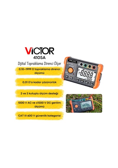 Victor 4105a Dijital Topraklama Direnci Ölçer Toprak Megeri