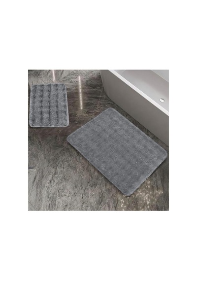 Home Pia 2 Li Peluş Banyo Paspası-gri Gri,