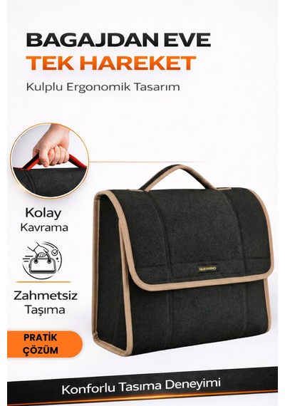 Oto Bagaj Organizer Bagaj Çantası M Boy Kaymaz Cırt Bantlı Velur Kompakt Düzenleyici - Mcx6