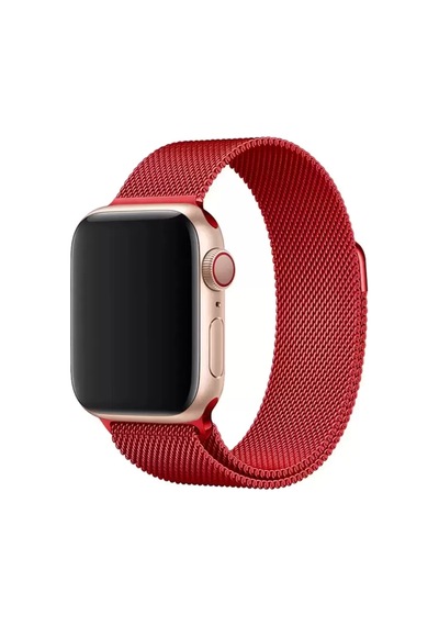 Newface Apple Watch Uyumlu 38mm Metal Mıknatıslı Kordon - Kırmızı