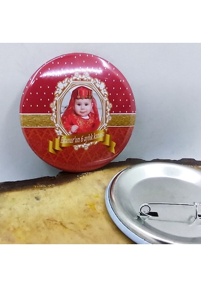 6 Ay Kınası Partisi Rozeti Resimli Metal 6 Cm İğneli Yak 10 Adet