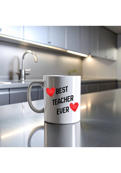 Best Teacher Ever Baskılı Kupa Model 202 Seramik Kahve Kupası Öğretmen Hediyesi Özel Tasarım Bardak Diğer