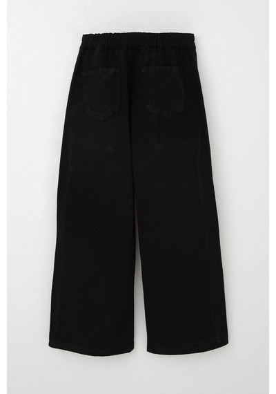 Breeze Kız Çocuk Gabardin Pantolon Geniş Paça Beli Lastikli 5-9 Yaş, Siyah Siyah