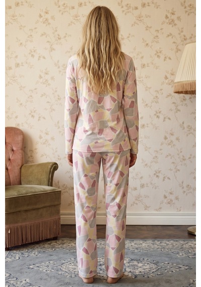 Siyah İnci Desenli V Yaka Viskon Örme Pijama Takım 26224671 Çok Renkli Siyah İnci Desenli V Yaka Viskon Örme Pijama Takım 26224671 Çok Renkli