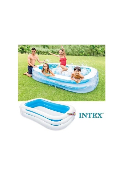 Intex 56483 Büyük Şişme Aile Havuzu Dış Bölme Şeffaf 262x175x56 c Çok Renkli