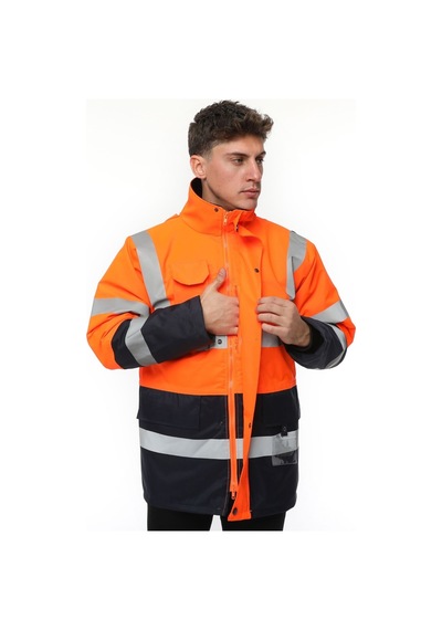 Uniprom İş Kabanı Parka Su Ve Rüzgar Geçirmez Rain Safety Model Membranlı Neon Turuncu Erkek Neon Turuncu