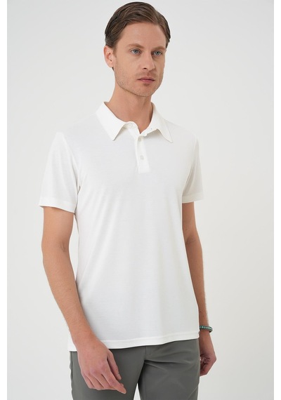 Efor Comfort Fit Polo Yaka Modal Karışım Kısa Kol Casual Ekru Tişört Ts 903 Ekru