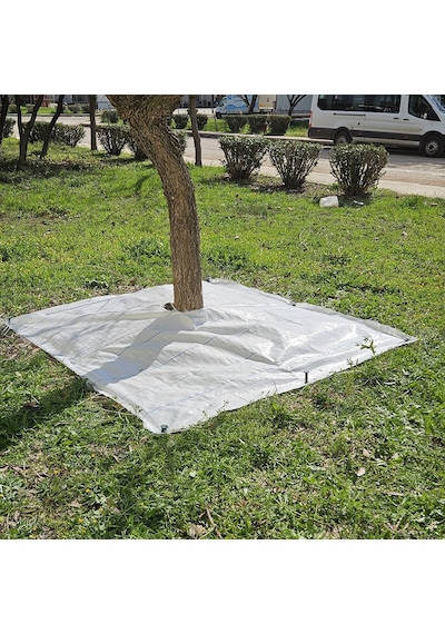 1x1 Metre Ağaç Koruma Örtüsü Ve Sabitleme Çivisi Beyaz Yer Örtüsü Yabani Ot Engelleme Paspası Ağaç Dibi Bezi Sulzer Kumaş
