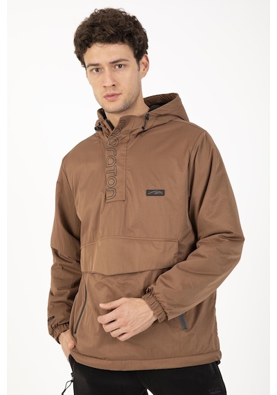 Maraton Sportswear Comfort Erkek Kapşonlu Uzun Kol Basic Taba Yağmurluk 21353-taba Taba