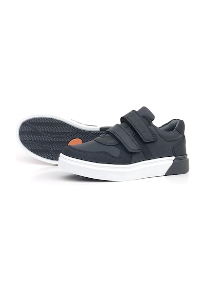 Rakerplus Hakiki Deri Siyah Beyaz Cırtlı Erkek Çocuk Sneaker Siyah