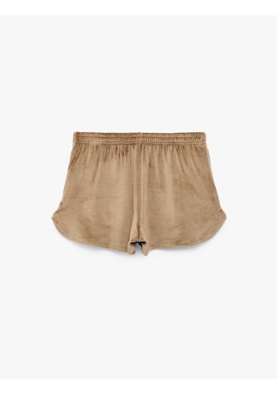 Koton Rahat Kesim Beli Bağcıklı Cepli Mini Şort Pijama Altı Vizon 7wlk80032mk