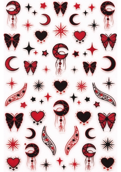 Red Mystic Moon Nail Art Sticker Sw-cs088