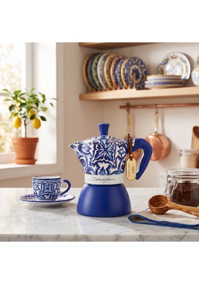 Bialetti Dolce Gabbana Akdeniz Mavisi 4 Cup Indüksiyon Moka Pot