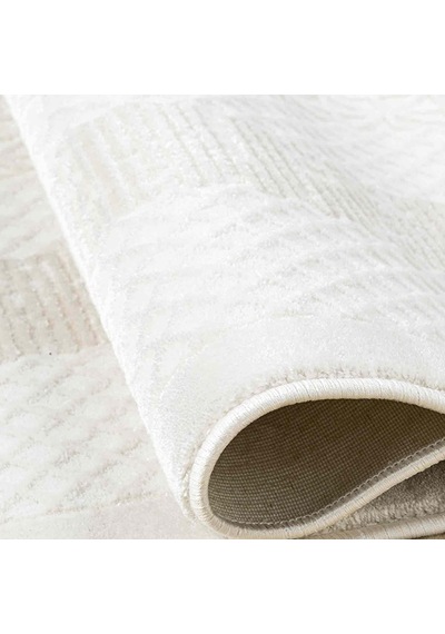 Krem Bej Geometrik Desenli Modern Halı - Ng511bv Beyaz