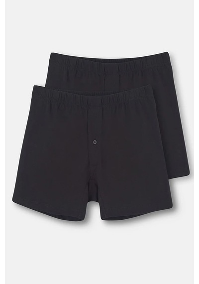 Dagi 1220 Erkek 2'li %100 Pamuk Penye Boxer-siyah Siyah