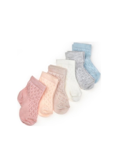 Babycosy Organic Wear Bebek 6'lı Ajur Detaylı Çorap %100 Organik Pamuk, Bebek - Yenidoğan - Csyc1006 Karışık