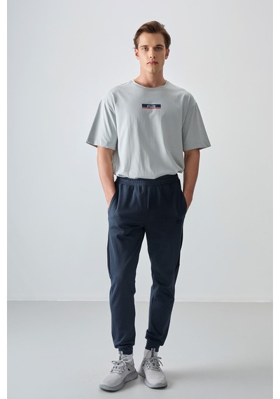 Tommy Life İndigo Yüzeyi Dokulu Standart Fit Nakışlı Erkek Eşofman Alt - 82126 İndigo