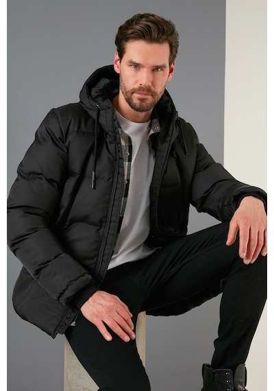 Buratti Kapüşonlu Suya Ve Rüzgara Dayanıklı Soğuk Geçirmez Slim Fit Erkek Mont 5717101 Siyah